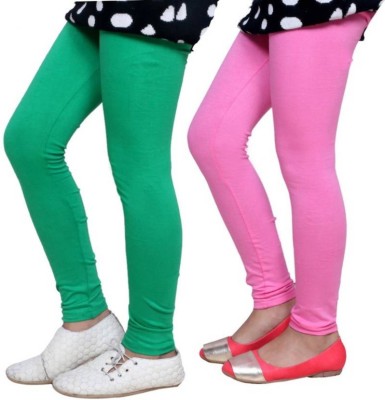 Girls Shopping Legging For Girls(Green Pack of 2)