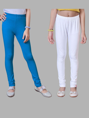 URBAN TRENDING Indi Legging For Girls(White, Light Blue Pack of 2)