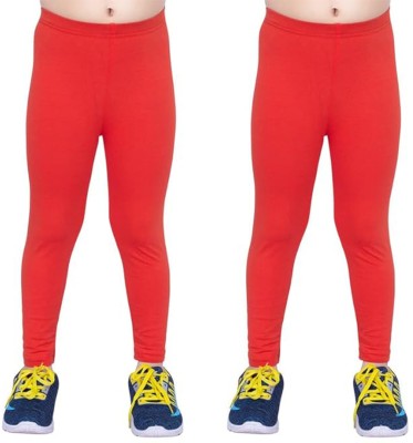 French Kleider Indi Legging For Girls(Red Pack of 2)