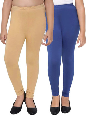 AJ Hossiery Legging For Girls(Beige, Blue Pack of 2)