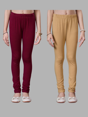 URBAN TRENDING Indi Legging For Girls(Maroon, Beige Pack of 2)