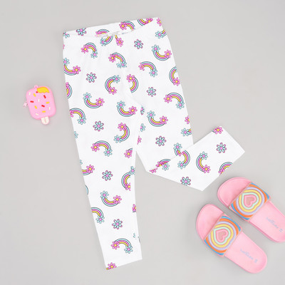 Pantaloons Junior Legging For Girls(Pink, White Pack of 1)