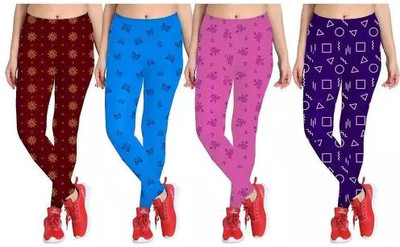 Honeylips Legging For Girls(Red Pack of 4)