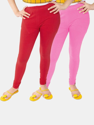 AJ Hossiery Legging For Girls(Red, Pink Pack of 2)