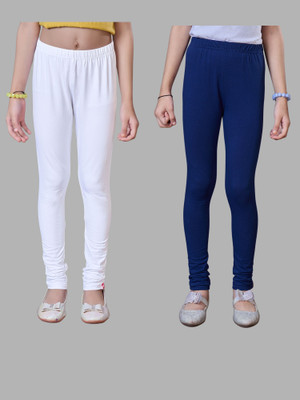 URBAN TRENDING Indi Legging For Girls(White, Blue Pack of 2)