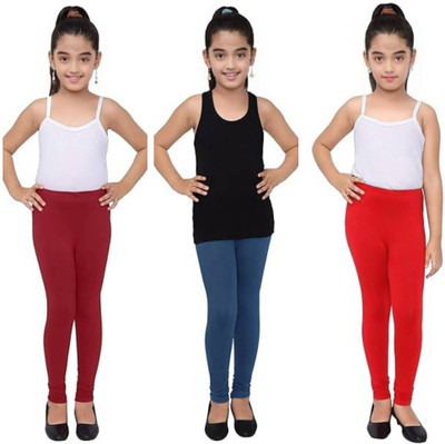 Padmakshi Legging For Girls(Multicolor Pack of 3)