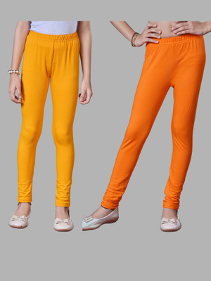URBAN TRENDING Indi Legging For Girls(Orange, Yellow Pack of 2)