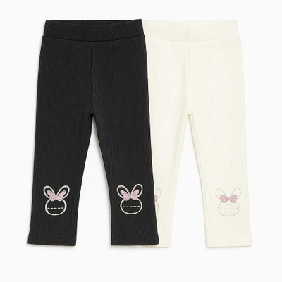 BABY SPARSH Indi Legging For Baby Girls(Black, White Pack of 2)