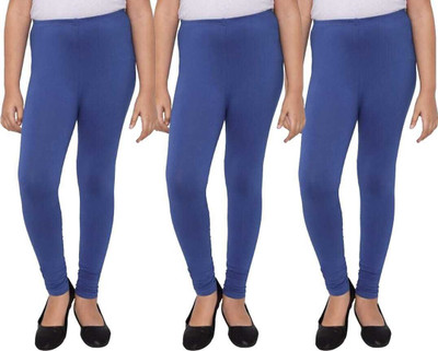AJ Hossiery Legging For Girls(Blue Pack of 3)