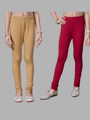URBAN TRENDING Indi Legging For Girls(Red, Beige Pack of 2)