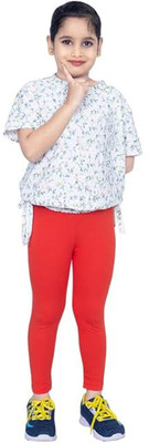 French Kleider Indi Legging For Girls(Red Pack of 1)