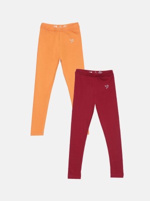 TWIN BIRDS Indi Legging For Girls(Maroon Pack of 2)