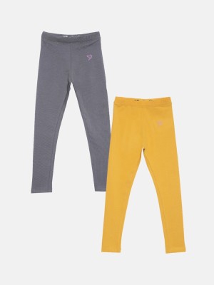 TWIN BIRDS Indi Legging For Girls(Grey Pack of 2)