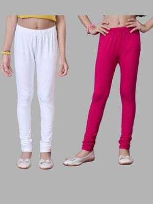 URBAN TRENDING Indi Legging For Girls(White, Pink Pack of 2)