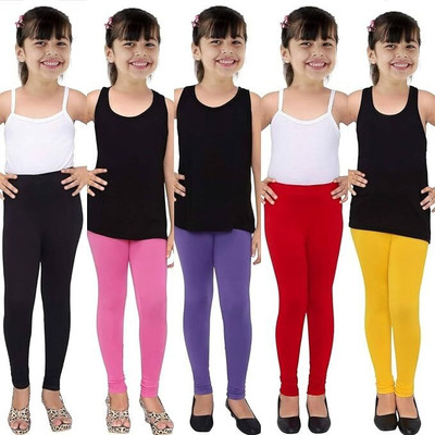 AJ Hosiery Legging For Girls(Multicolor Pack of 5)