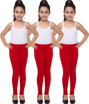 AJ Hosiery Legging For Girls(Red Pack of 3)