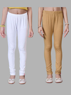 URBAN TRENDING Indi Legging For Girls(White, Beige Pack of 2)