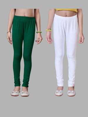 URBAN TRENDING Indi Legging For Girls(White, Blue Pack of 2)