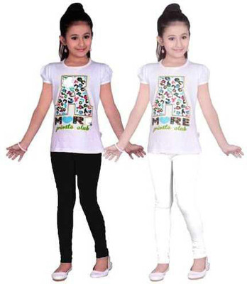 F A T A H Legging For Girls(White Pack of 2)