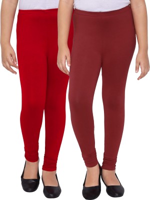 French Kleider Indi Legging For Girls(Red Pack of 2)