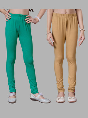 URBAN TRENDING Indi Legging For Girls(Green, Beige Pack of 2)