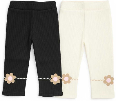 BABY SPARSH Indi Legging For Baby Girls(Black, White Pack of 2)