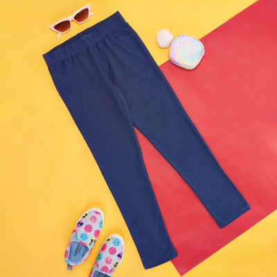 Pantaloons Junior Legging For Girls(Blue Pack of 1)