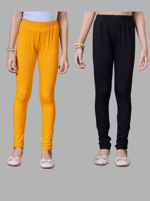 URBAN TRENDING Indi Legging For Girls(Gold, Black Pack of 2)