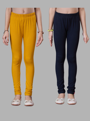 URBAN TRENDING Indi Legging For Girls(Dark Blue, Yellow Pack of 2)