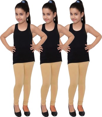 French Kleider Indi Legging For Girls(Beige Pack of 3)