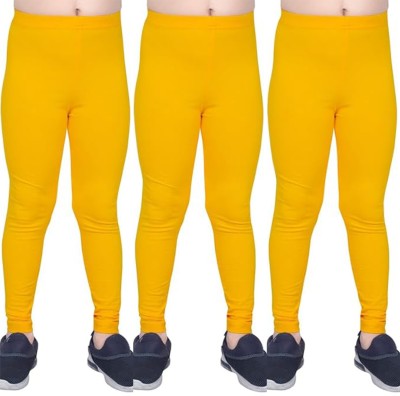 French Kleider Indi Legging For Girls(Yellow Pack of 3)