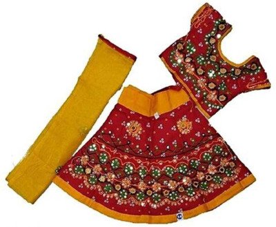 Little Dreams Baby Girls Lehenga Choli Ethnic Wear Embroidered Lehenga, Choli and Dupatta Set(Red, Pack of 1)