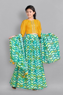 Fashion Dream Girls Lehenga Choli Ethnic Wear Printed Lehenga, Choli and Dupatta Set(Yellow, Pack of 1)