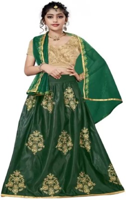 UTTAM FASHION Girls Maxi/Full Length Festive/Wedding Dress(Green, Half Sleeve)