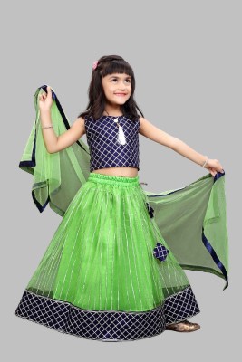 ALMS TRENDZ Baby Girls Lehenga Choli Ethnic Wear Embroidered Lehenga, Choli and Dupatta Set(Light Green, Pack of 1)