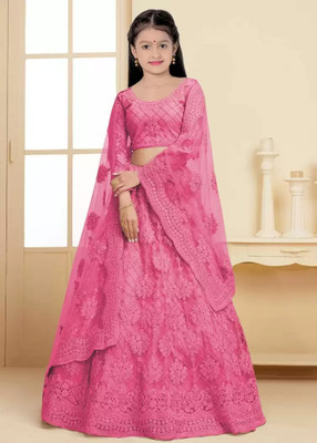 Rayasa Girls Maxi/Full Length Festive/Wedding Dress(Pink, 3/4 Sleeve)
