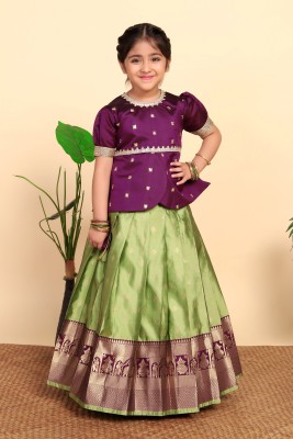 Mirrow Trade Girls Lehenga Choli Ethnic Wear Embroidered Lehenga Choli(Purple, Pack of 1)