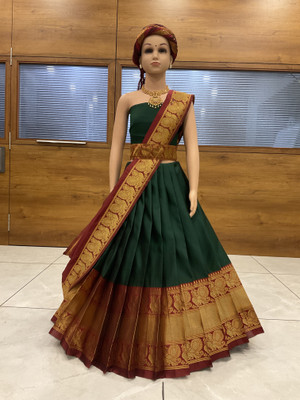Kedar Fab Girls Lehenga Choli Ethnic Wear Printed Lehenga Choli(Green, Pack of 1)