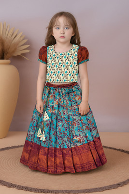 Brand Boy Baby Girls Lehenga Choli Ethnic Wear Printed Lehenga Choli(Multicolor, Pack of 1)