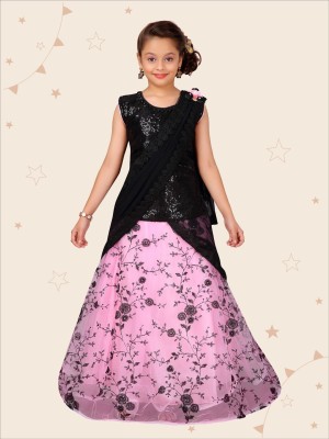 Kidotsav Girls Lehenga Choli Ethnic Wear Embroidered Lehenga & Kurta(Multicolor, Pack of 1)