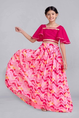 Fashion Dream Girls Lehenga Choli Ethnic Wear Printed Lehenga Choli(Pink, Pack of 1)