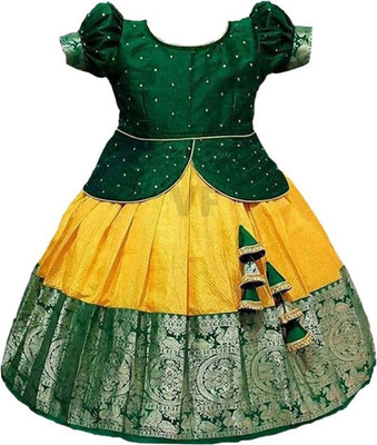Jhanvi Lifestyle Indi Girls Lehenga Choli Ethnic Wear Printed Lehenga Choli(Green, Pack of 1)