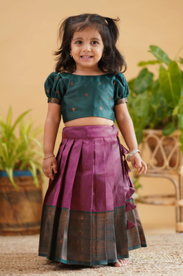 Kedar Fab Girls Lehenga Choli Ethnic Wear Self Design Lehenga Choli(Purple, Pack of 1)