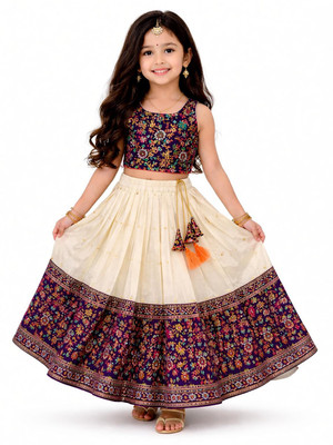 Kanzzoworld Girls Lehenga Choli Ethnic Wear Printed Lehenga, Choli and Dupatta Set(Multicolor, Pack of 1)