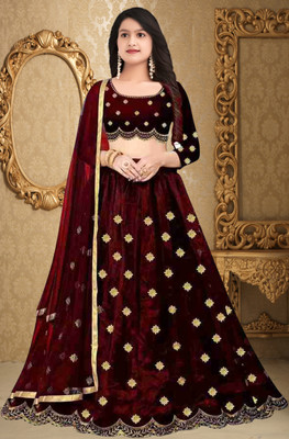 Women Wed Girls Lehenga Choli Ethnic Wear Embroidered Lehenga, Choli and Dupatta Set(Pink, Pack of 1)