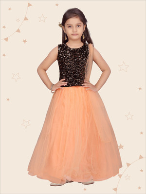 Kidotsav Indi Girls Lehenga Choli Ethnic Wear Embellished Lehenga, Choli and Dupatta Set(Black, Pack of 1)