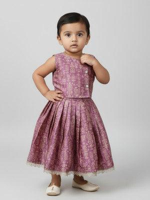 Biglilpeople Girls Lehenga Choli Ethnic Wear Printed Lehenga Choli(Purple, Pack of 1)