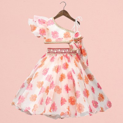 Looker Fab Girls Midi/Knee Length Festive/Wedding Dress(Pink, Sleeveless)
