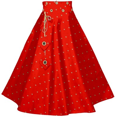 Jay Nagnath fab Printed Girls Flared Red Skirt