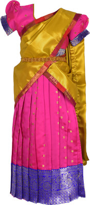 Amirtha Fashion Girls Lehenga Choli Ethnic Wear Printed Lehenga, Choli and Dupatta Set(Pink, Pack of 1)